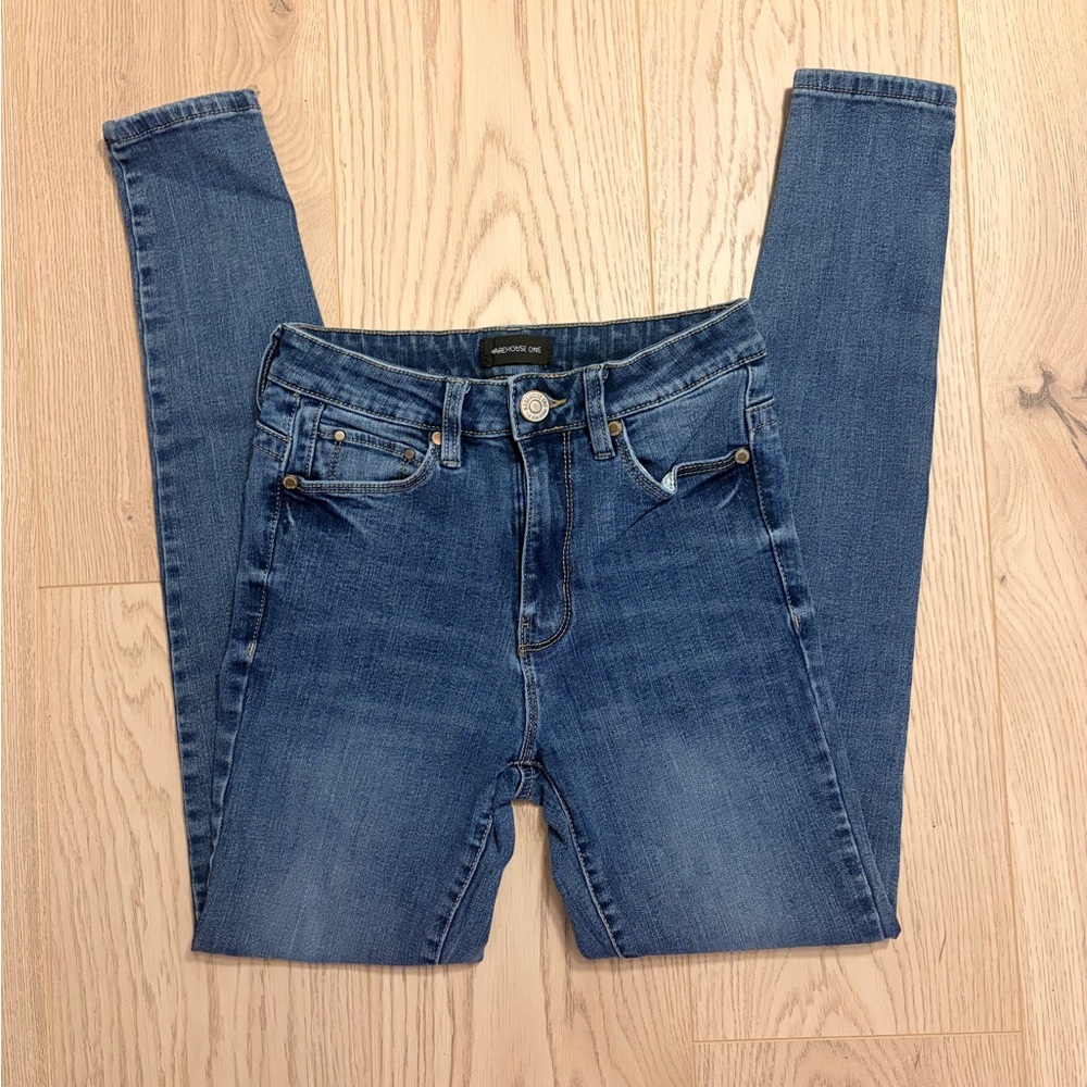 3/$20 Warehouse One Mid Rise Skinny Jeans Blue Denim Size 24W / REG